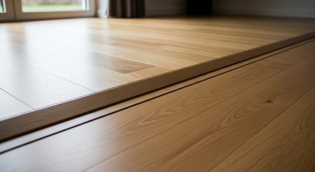 ケーブルカバーをスロープとして設置したフローリングの画像