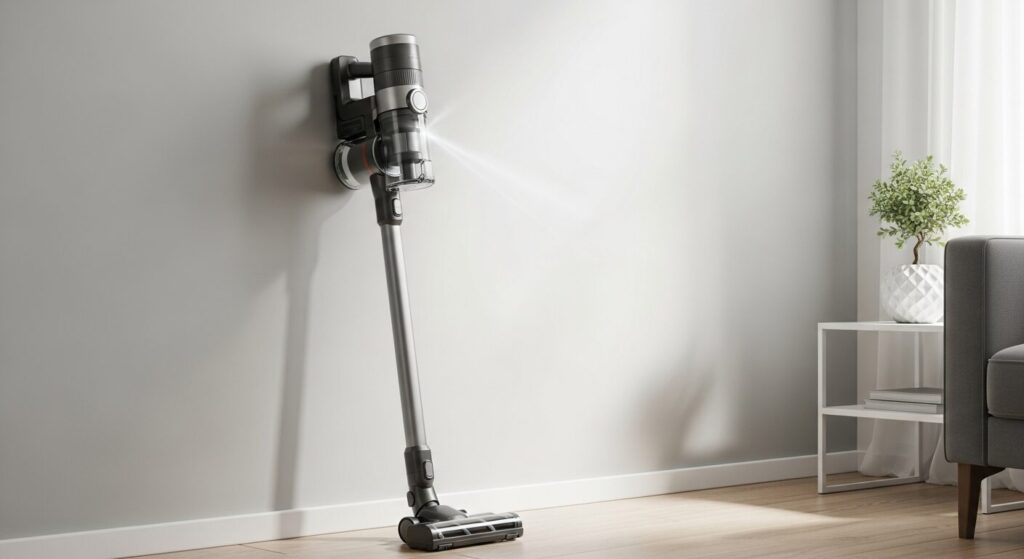 機が立てかけてあるリビングの画像